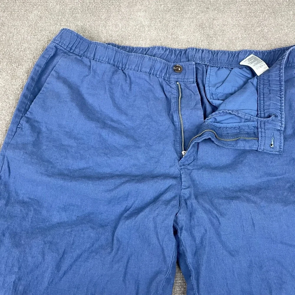 H&M Pants Mens 2XL Blue Cotton Regular Fit Straight Leg High Rise Flat Front